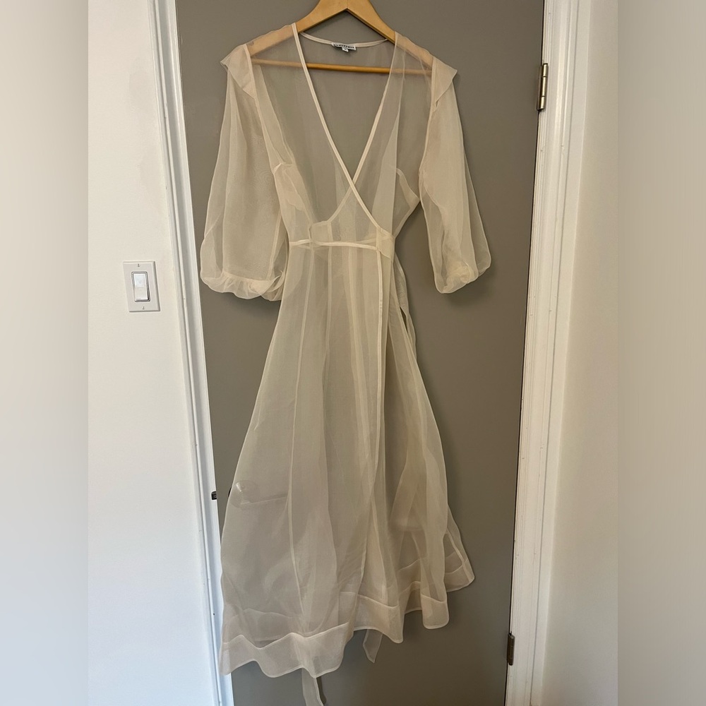 Sheer Wrap Maxi Dress in Champagne by Kamperett - Picture 3 of 11